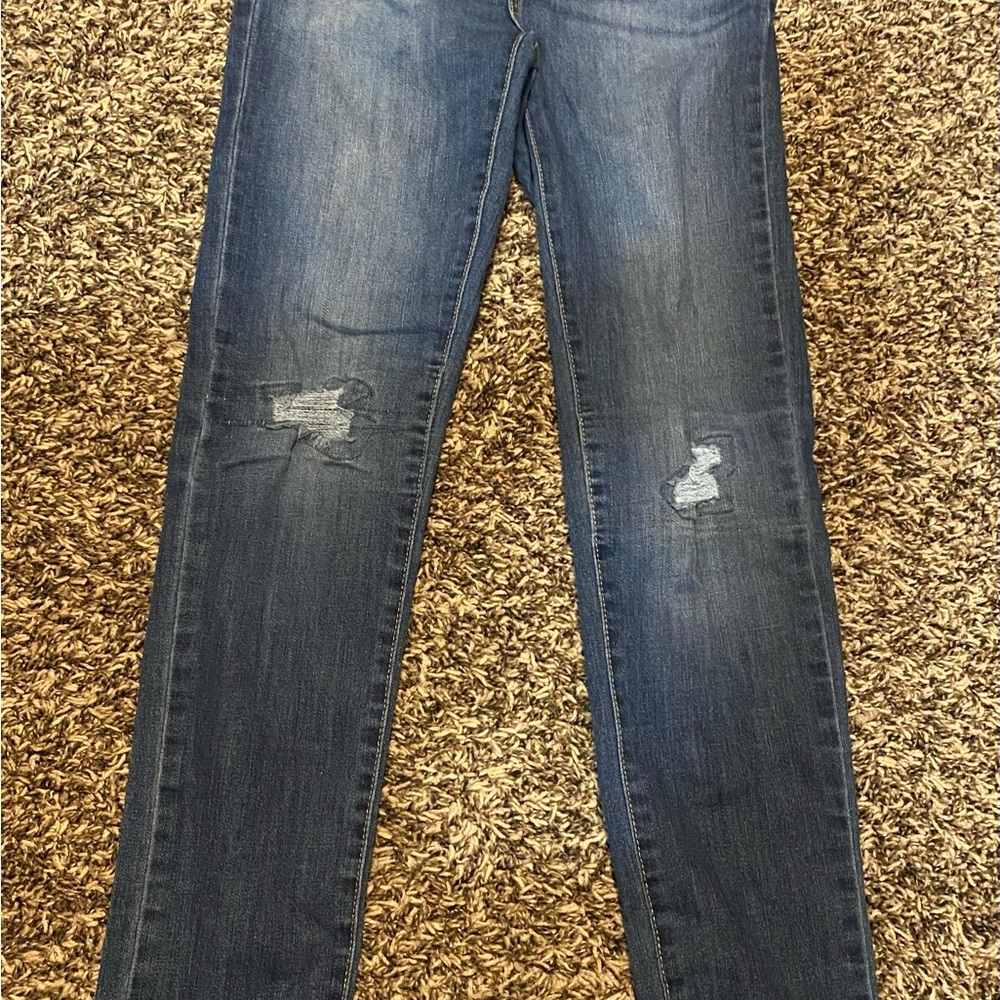 Distressed Blue Denim Skinny Jeans